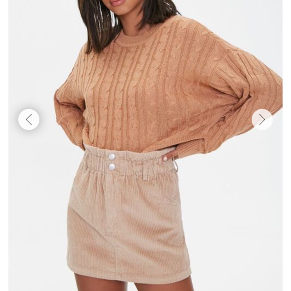 Paperbag Corduroy Mini Skirt